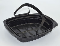 Qualité alimentaire jetable en plastique noir PP boîte d'emballage à emporter mircrowavable sortir poulet rôti avec couvercle transparent