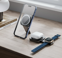 Chargeur sans Fil Magnétique Portable Pliable 3-en-1 pour Téléphone Mobile à Charge Rapide