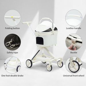 Nouveauté, tissu cuir, landau <span class=keywords><strong>pour</strong></span> <span class=keywords><strong>chien</strong></span>, blanc, <span class=keywords><strong>poussette</strong></span> amovible <span class=keywords><strong>pour</strong></span> chiens 3 en 1 - Product Image 3