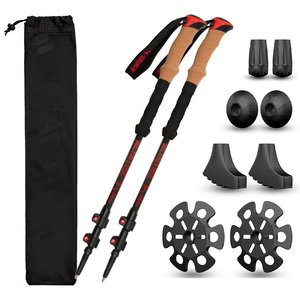 Bastoncini da Trekking Telescopici in Fibra di Carbonio Ultraleggeri, Bastoni da Escursionismo Regolabili con Kit Completo di Cime in Gomma e Punte in Gomma - Product Image 1
