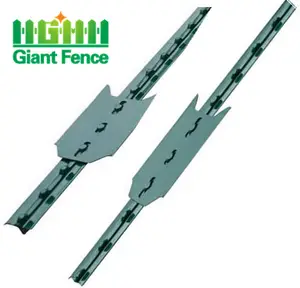 Customized Easily Assembled 6ft 1.25lbs/ft American Studded Green Painted Steel Metal Poles Type T