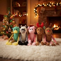 Jouet interactif pour chien en peluche, en coton, avec corde et couineur, motif dessin animé mignon, design animal de Noël, classique et original, vente en gros, marque privée