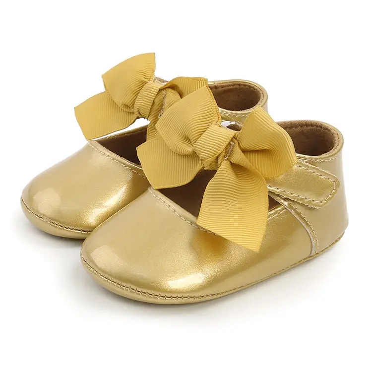 Mocasines de charol con hebilla de correa para bebé y niña, mocasines con lazo, suela suave, para primavera y otoño, 0 a 24M