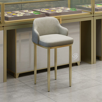 Tabouret de bar moderne en acier inoxydable avec dossier, non rotatif et non pliable, pour bijouteries, opticiens, banquette de caisse