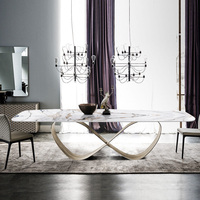 Table à manger moderne en pierre frittée, table à manger rectangulaire de luxe à motif marbré pour la maison, le restaurant, la salle à manger