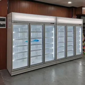 Glass Doors Refrigeration Air Cooling Vertical Freezer Cold Drink Display Refrigerator For Sale