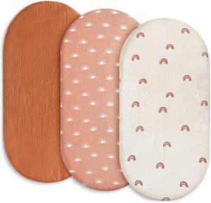 100% coton mousseline Premium bébé drap de berceau 2 pièces ensemble doux respirant <span class=keywords><strong>terre</strong></span> <span class=keywords><strong>cuite</strong></span> rose soleil arc-en-ciel imprimer literie pour bébé - Product Image 1