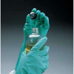 High Quality 15mil Green Nitrile Rubber Gloves Cotton Flock Lined Industrial Work Chemical Resistant Anti-Slip Protection