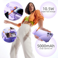 Mini câble de chargeur 2-en-1 5000mAh batterie externe USBC compatible Station d'alimentation de voyage Android 10.5W