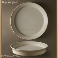 Assiette de service ovale blanche de 19,5 cm, plateau rond en céramique, écologique, pour les fêtes, les restaurants