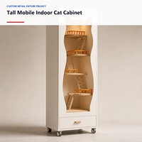 Arbre à chat en bois personnalisé, armoire d'escalade pour chat d'intérieur avec plateformes, échelles, roues, mobilier moderne pour animaux de compagnie, fabricant OEM ODM