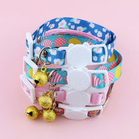 Fruitprint kattenhalsband met afneembare gesp, verstelbaar, polyester, veiligheidsclip, voorkomt verstikking, met bel