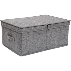 Organizador de Armario de Lino Grande Decorativo, Cajas de Almacenamiento Plegables con Asas, Caja de Almacenamiento de Tela - Product Image 1