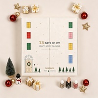 Calendrier de l'Avent de Luxe Personnalisé 24 Jours à Double Porte, Écologique, Coffret Cadeau Beauté, Vernis à Ongles, Mini Parfum, Cosmétiques, Crème Contour des Yeux, Rigide