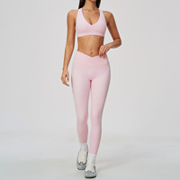 Ensembles de vêtements de yoga et de pilates pour femmes, hauts de yoga à maintien élevé, pantalons de sport moulants à séchage rapide, respirants, unis et tendance, vente en gros personnalisée