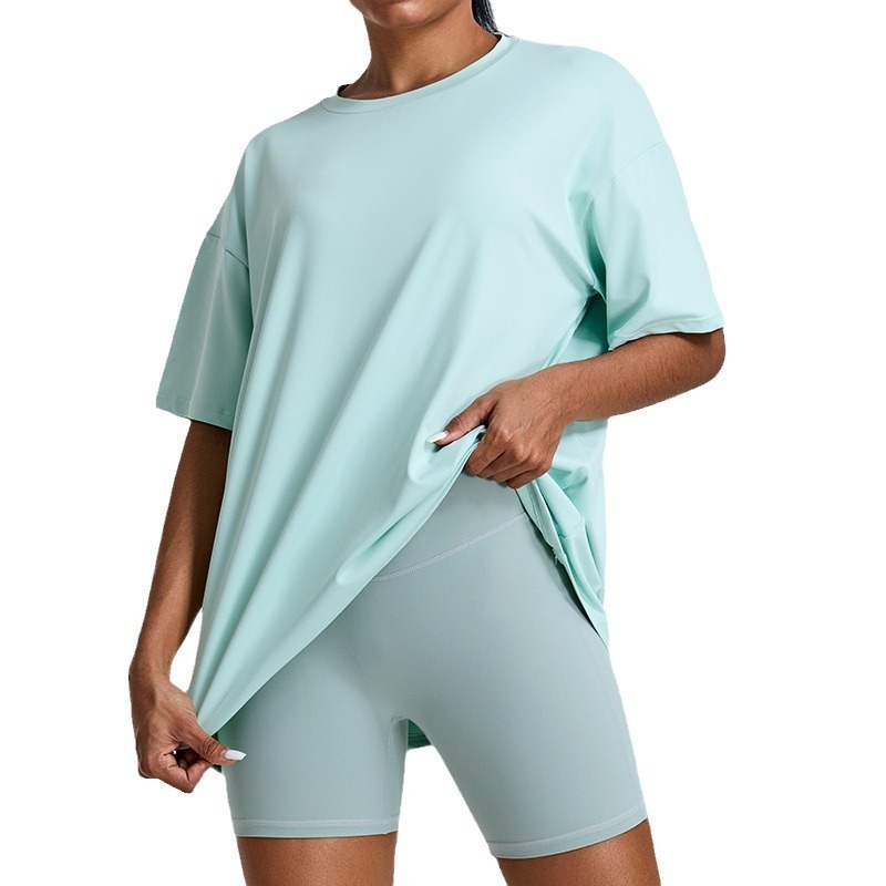 New Long Yoga Nine Quarter Sleeve Breathable for Women's Running Fitness Outdoor Loose Cover up Sports T-shirt Casual Top