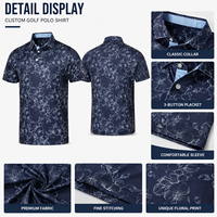 Camiseta de Golf para Hombre UPF50+ con Estampado Digital, Tejido de Poliéster de Punto, Patrón de Letras, Secado Rápido, Manga Corta