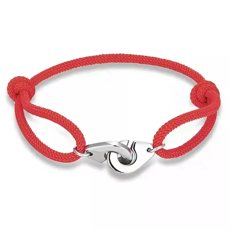 Nylon Lucky Nautical Men Fashional Handmade Simple Style Red Adjustable Elastic Wax Rope Blue Protection With Anchor Bracelet