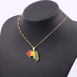 Nuevo Collar con Mapa del Mundo y Bandera de Oro, África, Guinea, Ghana, Liberia, <span class=keywords><strong>Jamaica</strong></span> Submarina, Sudáfrica, Congo, Honduras, Cadena con Colgante - Product Image 6