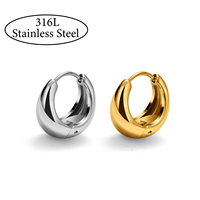 1 Paire Boucles d'Oreilles Anneaux Huggie en Acier Inoxydable 316L 20G Charnues Style Clique Hélice Cartilage Bijoux Plaqué PVD Mode Quotidienne
