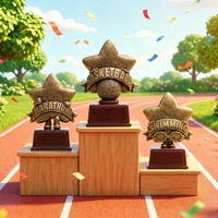 Trofeo de Resina con Estrella Dorada Moderna Grabada con Láser Ecológico ROOGO, Premio Creativo con Figura de Bailarina, para Oficina o Empresa