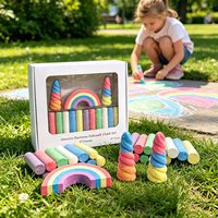 Ensemble de craies lavables non toxiques sans poussière pour trottoir, 27 pièces, forme licorne arc-en-ciel, couleurs vives, jouet cadeau pour dessin extérieur pour enfants