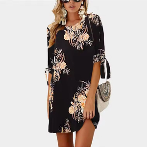 Women <b>Summer</b> <b>Dress</b> <b>Boho</b> Style Floral Print Chiffon Beach <b>Dress</b> Tunic Sundress Loose Casual <b>Dress</b> Vestidos - Product Image 2