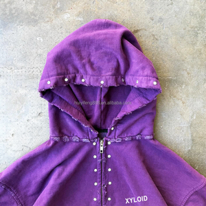 Hoodies personnalisés épais 500 g/m² Streetwear 100 % coton French Terry surdimensionnés effet vieilli – Fabricant de hoodies de créateur - Product Image 2