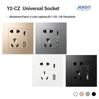 Prise murale universelle en aluminium 86 mm AC250V avec port USB type C, 4 couleurs, conforme aux normes d'installation EU, UK, US