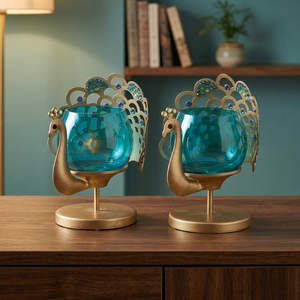 Mini candelabro de Metal con diseño de pavo real, otros candelabros elegantes, linternas y para decoración del hogar - Product Image 5