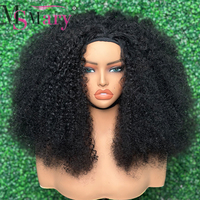 Perruque bandeau SDD double épaisseur, cheveux humains bouclés afro, fournisseurs de cheveux humains vierges brésiliens, densité complète, demi-perruques pas chères sans dentelle