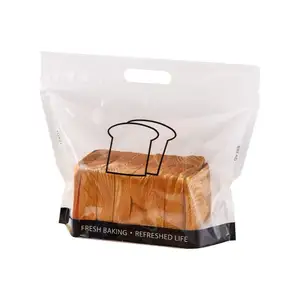 Leverancier Op Maat Verpakking Opp Afdrukken Plastic Bakkerij 450G Toast Broodzak Rits Verpakking Koekjesvoedsel Broodzakken Met Handvat