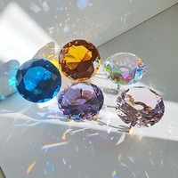 Adorno de Cristal con Forma de Diamante Arcoíris - Gema de Cristal Grande de 8 cm para Decoración del Hogar, Centro de Mesa para Bodas, Accesorio para Fotografía de Arte de Uñas