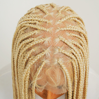36 pouces # Perruque tressée carrée sans nœuds 613 Blonde, entièrement faite à la main, en fibre japonaise premium, légère, transparente, sans colle, densité 180%