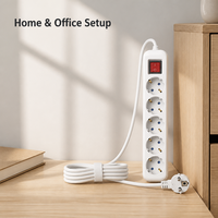 Rallonge électrique industrielle standard européenne à 5 prises, prise EU, 2 mètres, durable, IP20, 16A/10A, 250V/220V/110V