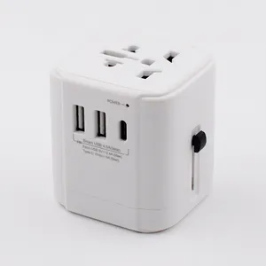 4 in 1 adapter travel Universal power adapter travel 2 USB + 1 Type C Charging Ports with usb travel adapter