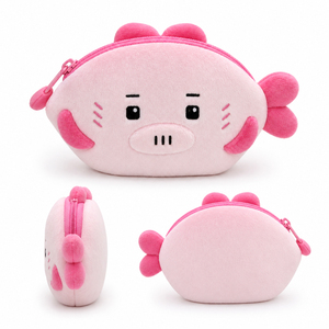 Maßgefertigte Niedliche Rosa <span class=keywords><strong>Schweinsfisch</strong></span>-Tierfigur Super Weiche Plüsch-Münztasche Geldbörse Mini-Portemonnaie Kopfhörertasche Kleine Tasche Make-up Reißverschlusstasche Baumwolle - Product Image 5