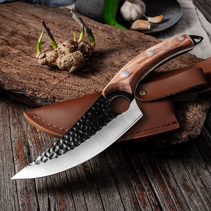 Couteau de boucher forgé à la main avec trou pour le doigt, manche ergonomique, couteau à découper en acier inoxydable pour barbecue, camping et cuisine - Product Image 6