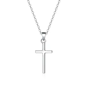 Factory Price Hot Selling Sterling Silver Jewelry Simple Cross Women Men Pendant Christian Cross Pendant S925 Silver Cross