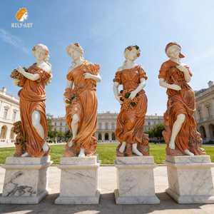 Estatua de <span class=keywords><strong>Mujer</strong></span> de las Cuatro Estaciones Tallada a Mano en Mármol Rojo de Tamaño Real para Decoración de Exteriores, MILY - Product Image 1