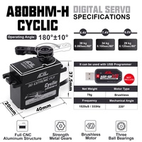 Servomoteur métallique sans balais AGFRC A80BHM-H cyclique 38KG 0.085Sec à couple élevé HV avec engrenages en acier 4.8-8.4V 450-800 pour pièces d'avion RC