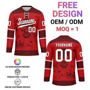Uniformes de hockey sur glace en gros avec impression à la demande, services OEM/ODM et personnalisation du logo et du nom de l'équipe HCKJ01-2606146-4 - Product Image 1
