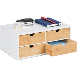 Organisateur de bureau en bambou pour salon, type sur pied, double niveau, étagères de rangement multifonctions - Product Image 1