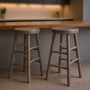 Ensemble de 2 tabourets de bar pivotants Shelby gris huître, élégants, avec structure en bois, pour usage commercial - Product Image 2