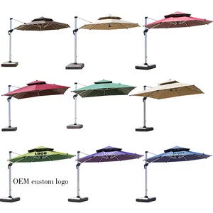 Ao ar livre Mobiliário de Jardim Duplo Dossel Guarda-chuva Cantilever Grande Chuvas Parasol 3.5m Jardim Do Pátio Económico Para A Praia