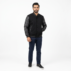 Customized Men's Plus Size Breathable Winter Jacket Comfortable Knitted Design with Solid Color CollegeBaseballjacket for men - Product Image 1