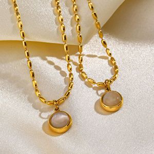 Collar <span class=keywords><strong>de</strong></span> Acero Inoxidable Nabest con Colgante <span class=keywords><strong>de</strong></span> Piedra Ojo <span class=keywords><strong>de</strong></span> Gato Circular, Gargantilla Francesa para Mujer, Chapado en Oro <span class=keywords><strong>de</strong></span> 18K, Joyería Simple - Product Image 2