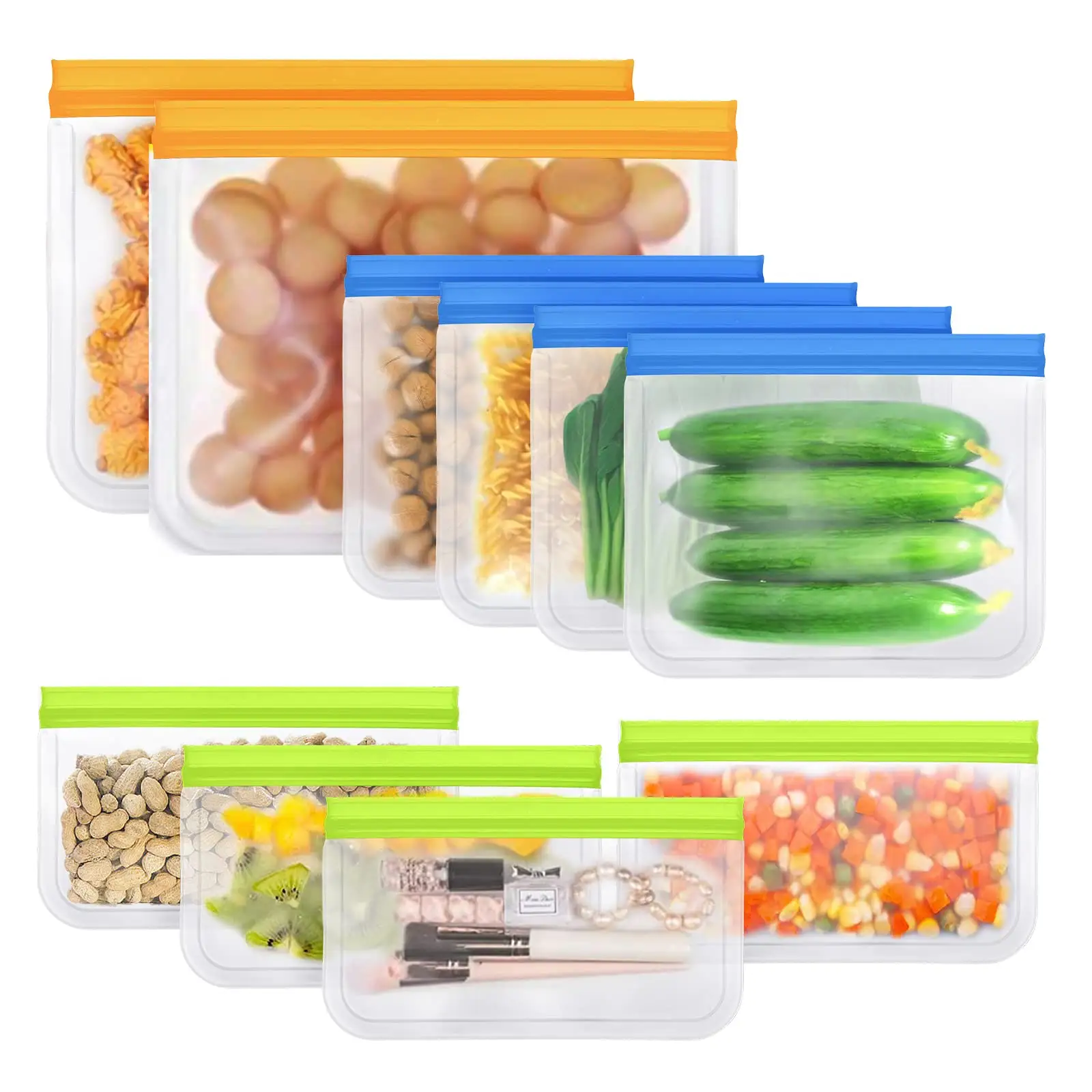 Amazon Hot Silicone Bags For food storage Sale Food Grade Zipper Bag Kitchen Reusable Silicone Food Storage Bag