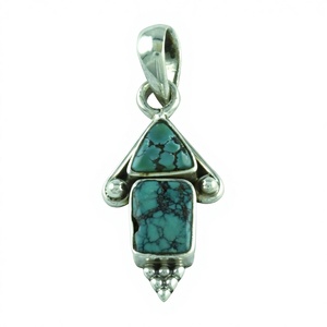 จี้เงินแท้ 925 ลายอินเดียประดับด้วยหินเทอร์ควอยซ์ คุณภาพเยี่ยม เหมาะสำหรับทุกโอกาส - Product Image 1