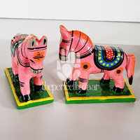 Theperfectbazaar Paire de chevaux en bois faits à la main, design Art Déco, motif animalier, artisanat en bois, décoration d'intérieur multi-pièces, cadeau Uttar